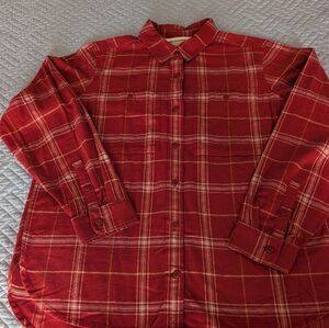 REI Cooperative Red and White Plaid Button Down Shirt Size L